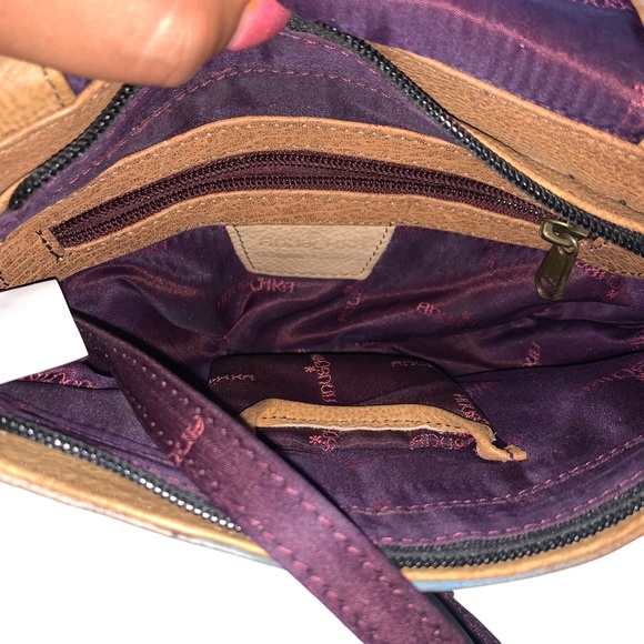 Anuschka Hand Painted Crossbody Saddle Bag Peacock Lily Purse - Picture 7 of 12